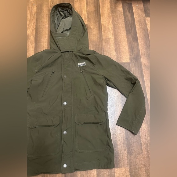 Hollister Green Military Field Jacket Hooded Casual - Picture 7 of 14
